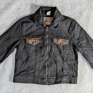 Levi's Sequin Denim Moto Crop Jacket Women's Small
